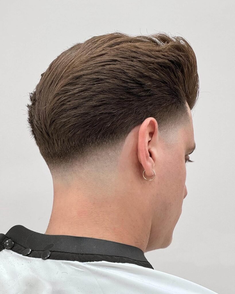 Low Taper Fade with Pompadour for Men
