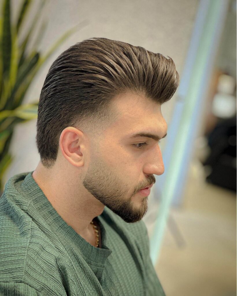 Low Taper Fade with Pompadour for Men