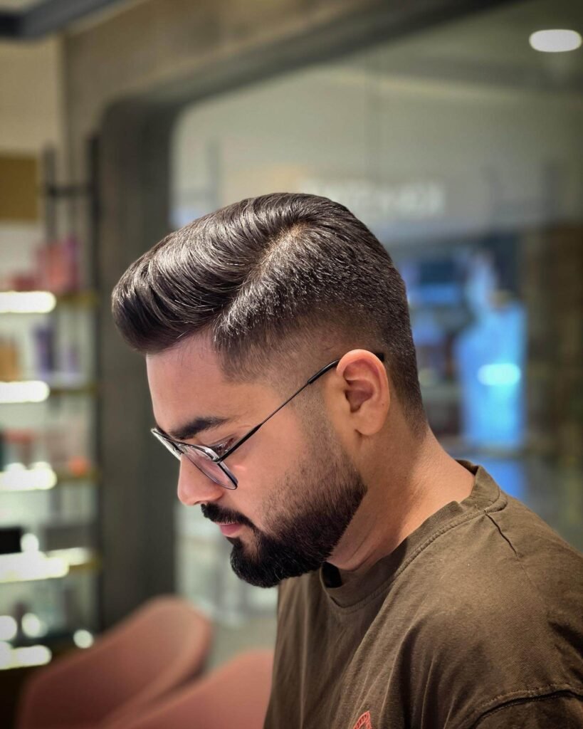 Low Fade with Side Part haircut for Men