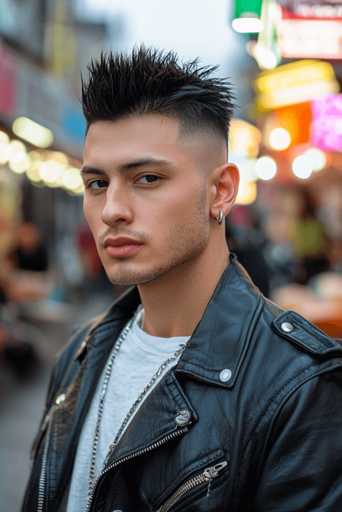 faux hawk fade haircut for men