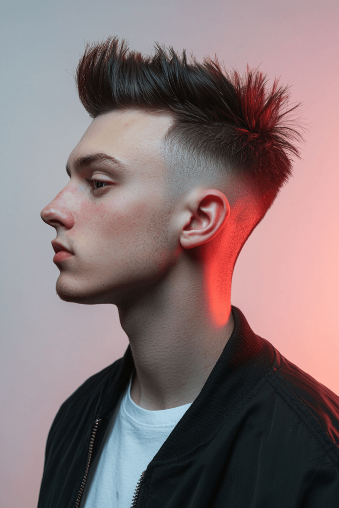 faux hawk fade haircut for men
