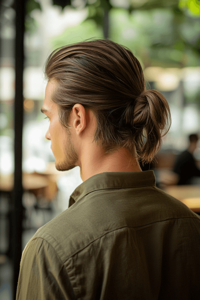 Long Hair with Man Bun Hairstyle