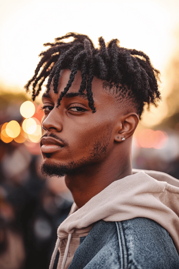 Taper Fade with Twists Hairstyle for Black Men