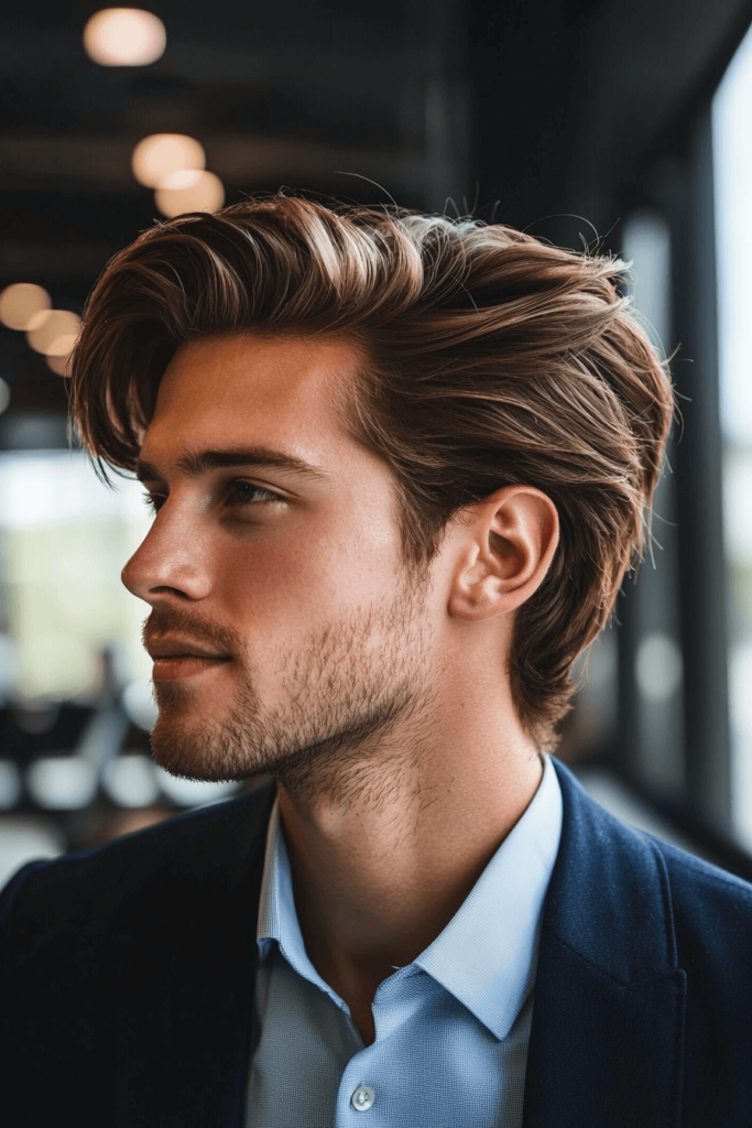 Taper Fade with Side Swept Hairstyle for men