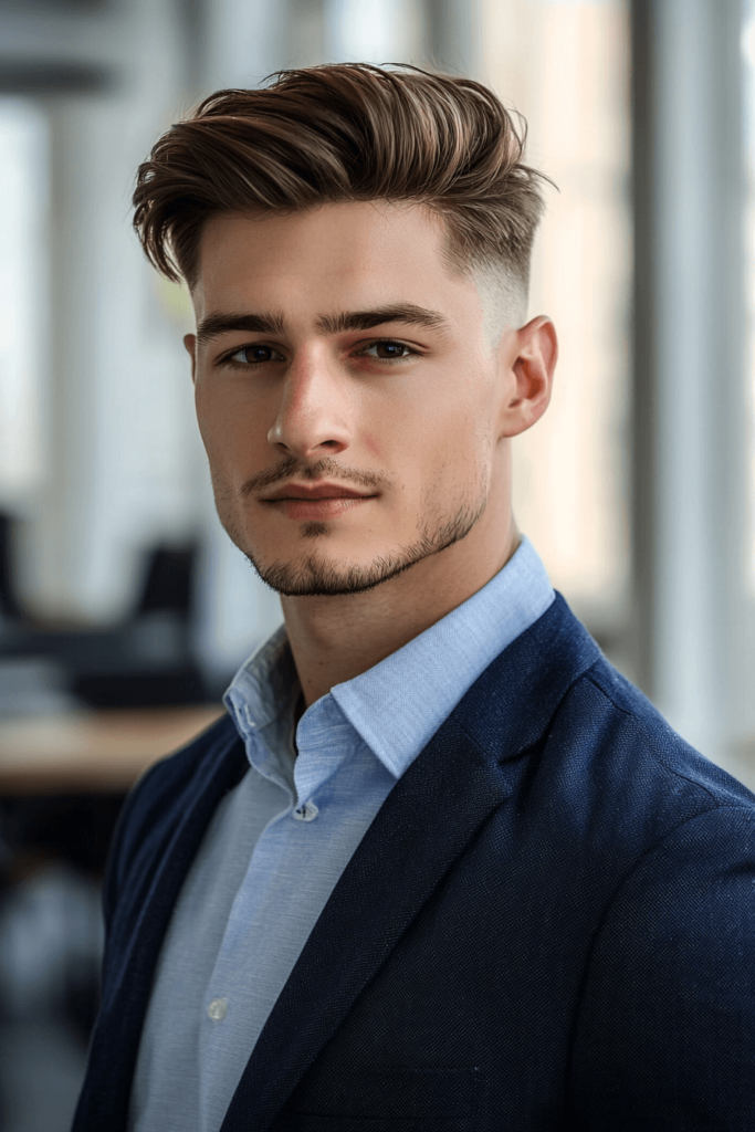Taper Fade with Side Swept Haircut for men
