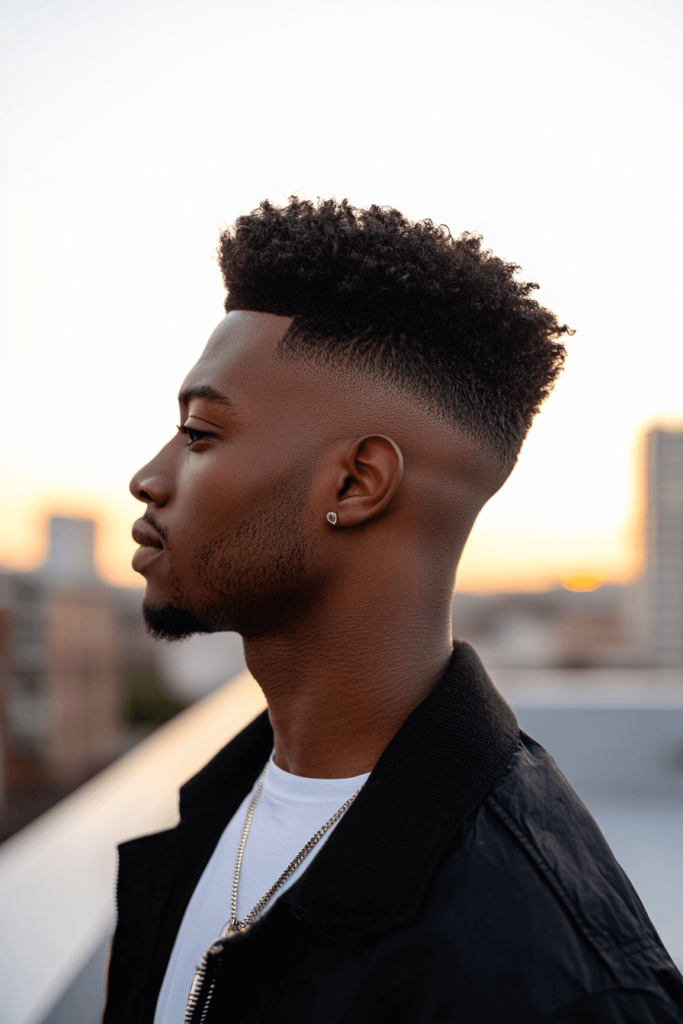 taper fade with a high top for men