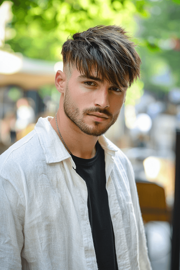 Taper Fade with Long Fringe for Men