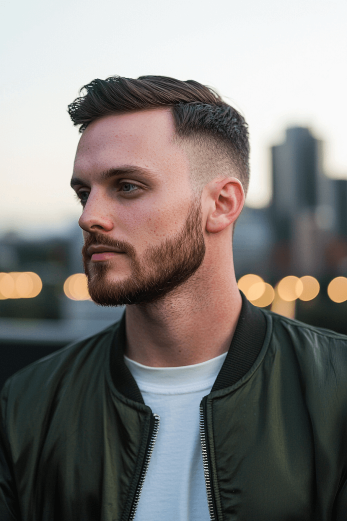 taper fade complemented by a well-groomed beard for men