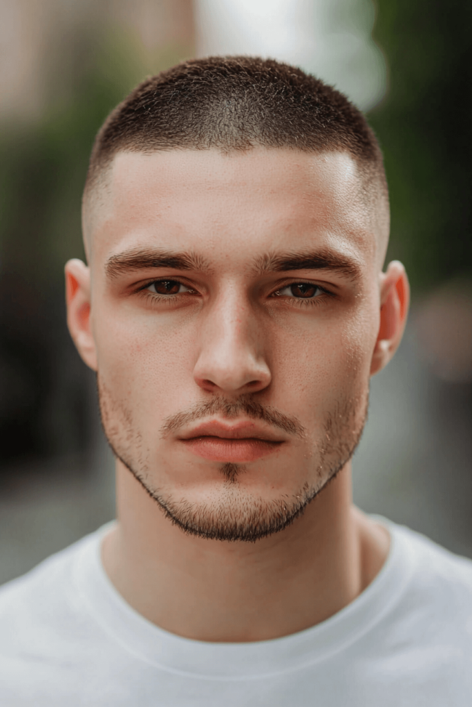 Buzz Cut with Line Up, simple short haircut with sharp edges