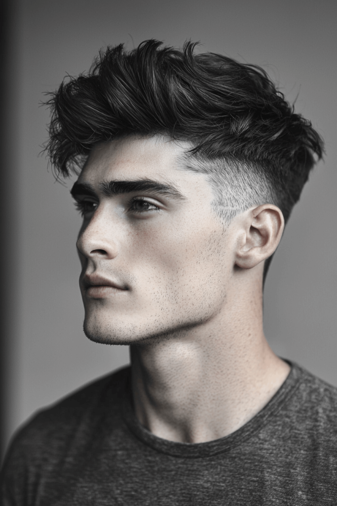 High Fade with Textured Top, bold haircut with high fade and voluminous textured top