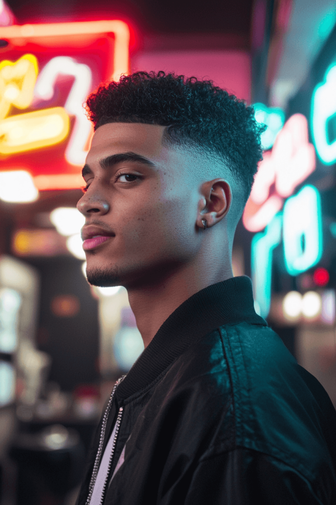 high top fade hairstyle for men with afro hair