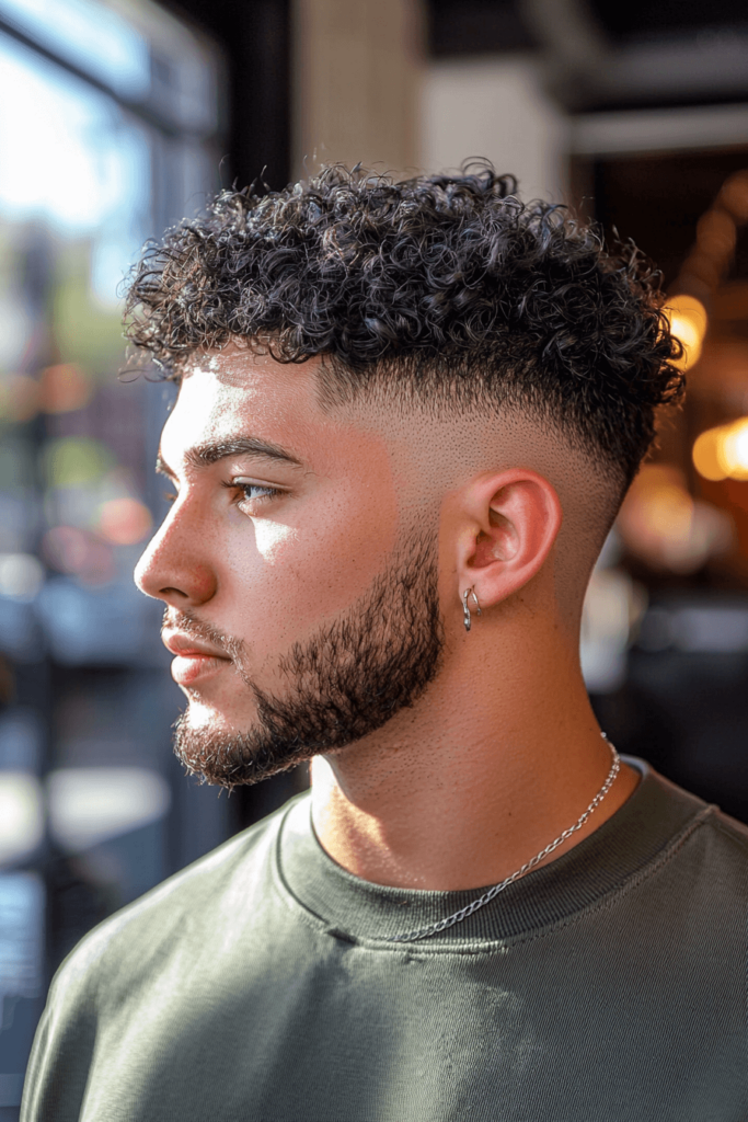Mid Taper Fade with Curly Top for Men