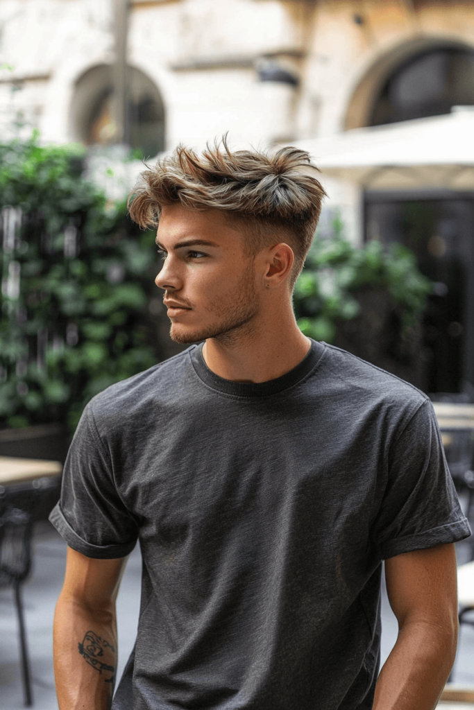 Mid Taper Fade with Messy Top for men