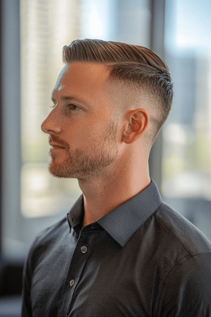 Mid Taper Fade with Side Part Haircut for Men