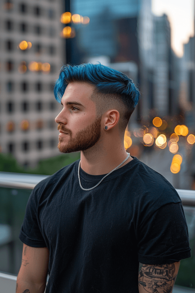Mid Taper Fade with Colored Top