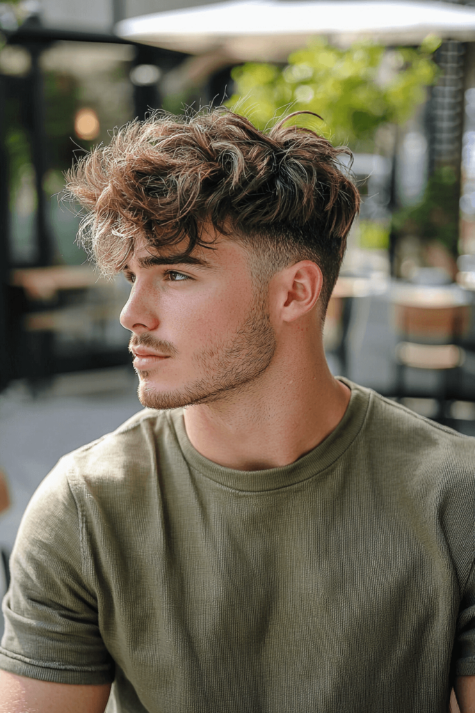Mid Taper Fade for Wavy Hair for Men