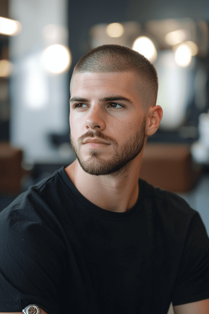 Mid Taper Fade with Buzz Cut for Men