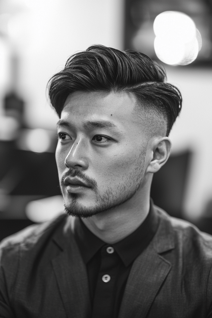 Mid Taper Fade with Hard Part for men
