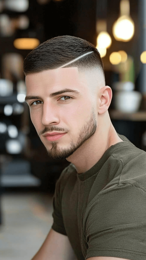Buzz Cut with Hard Part Fade