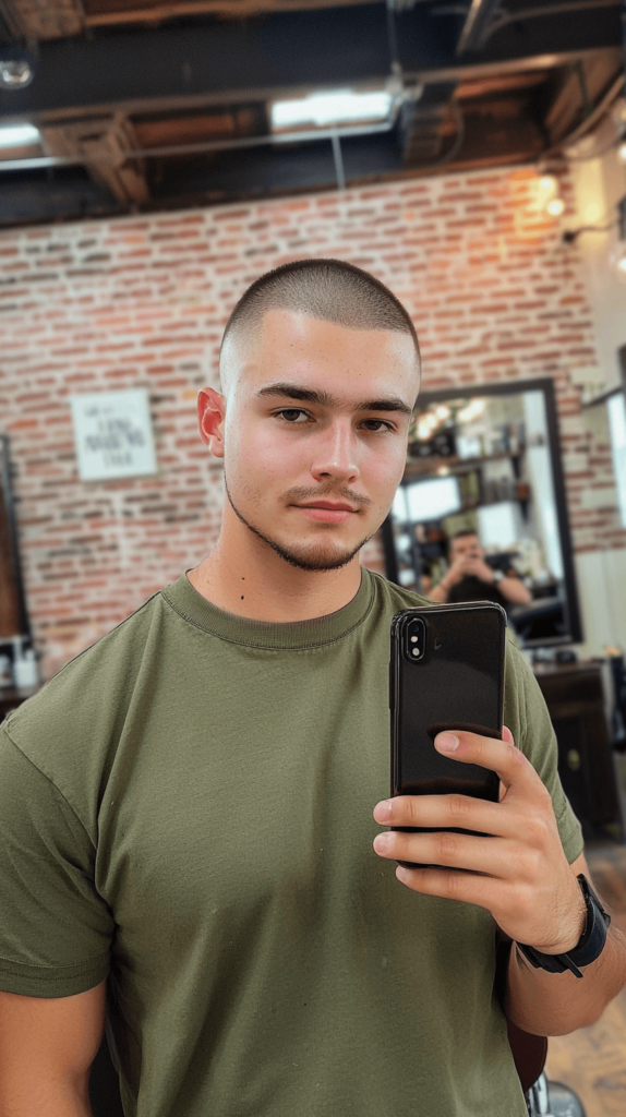 Buzz Cut with Line-Up Fade