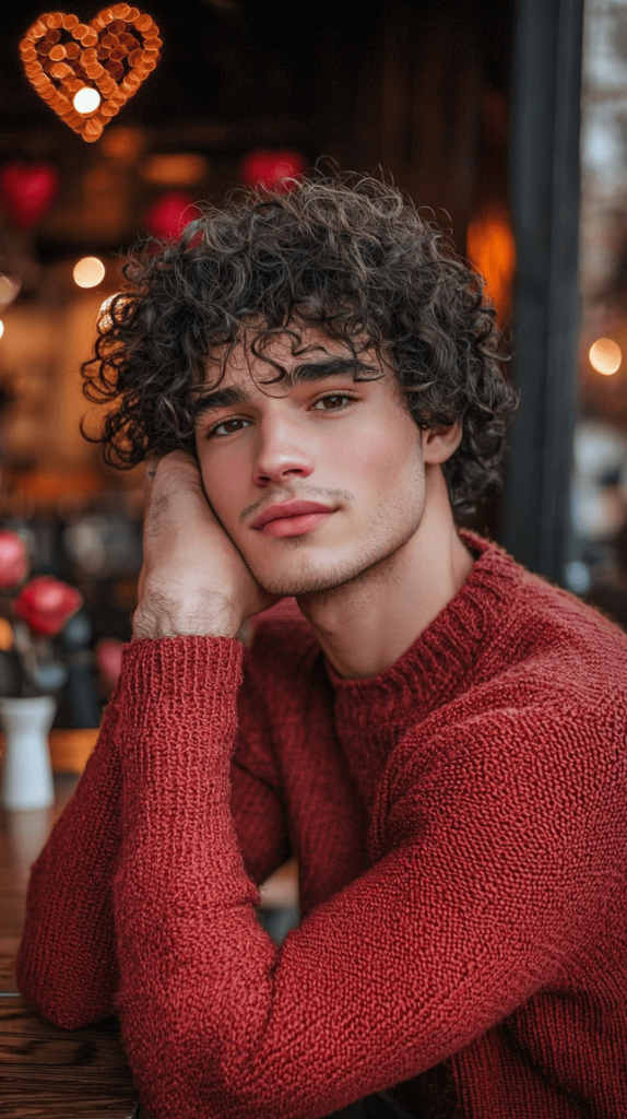 Curly Fringe Men's Valentine's Day Hairstyle