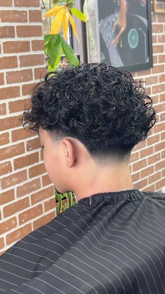 Curly Taper Fade Haircut for Men