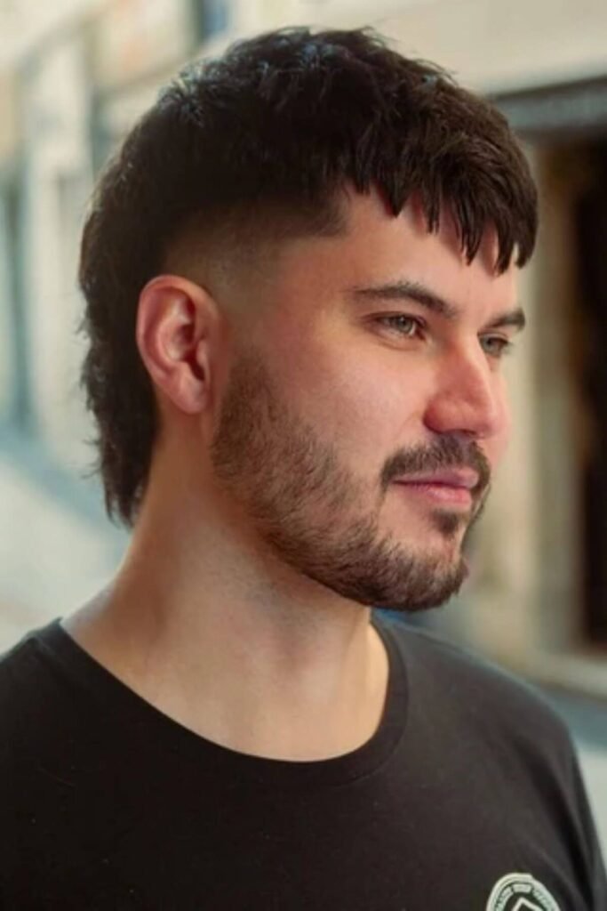 Textured Burst Fade Mullet for Men