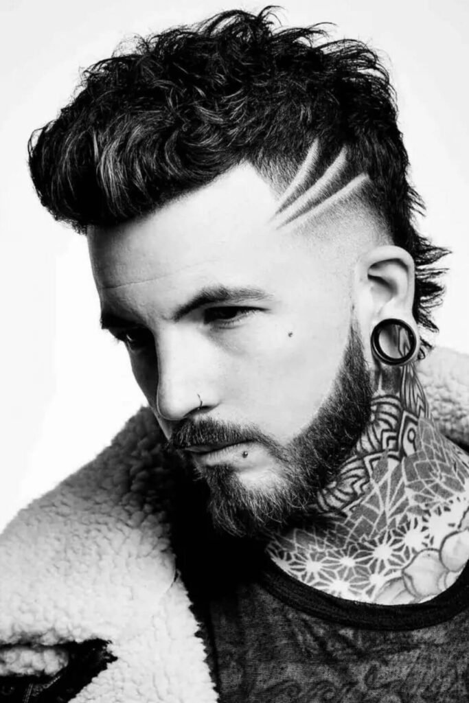 Faded Mullet Lines Design for Men