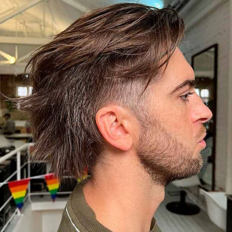 Brushed Back Mullet Fade for Men