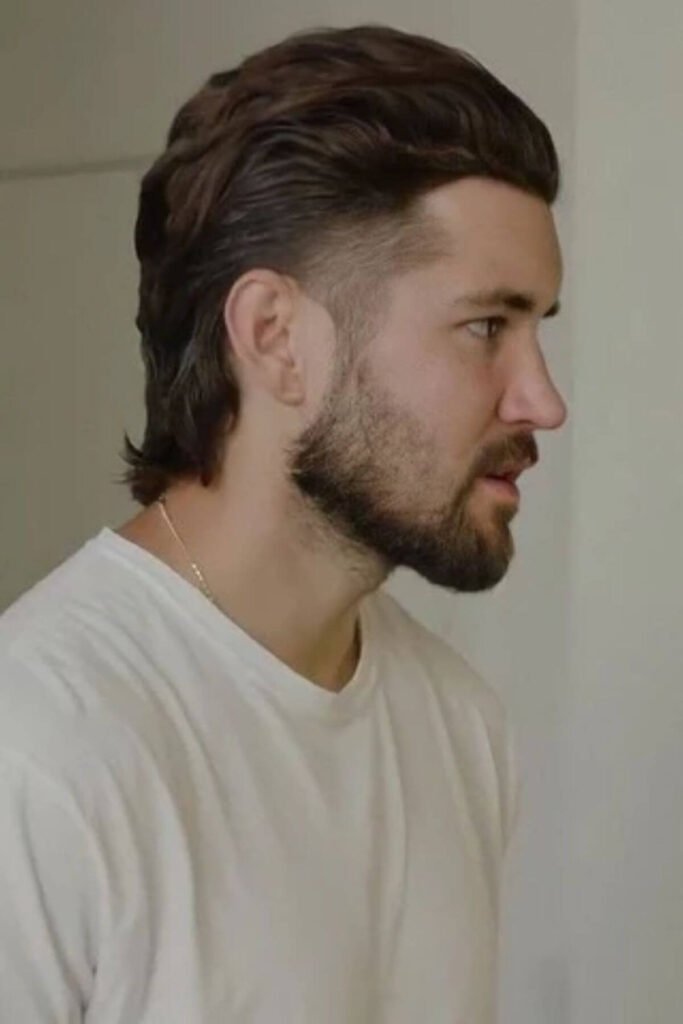 Burst Fade Mullet Slick Back for Men