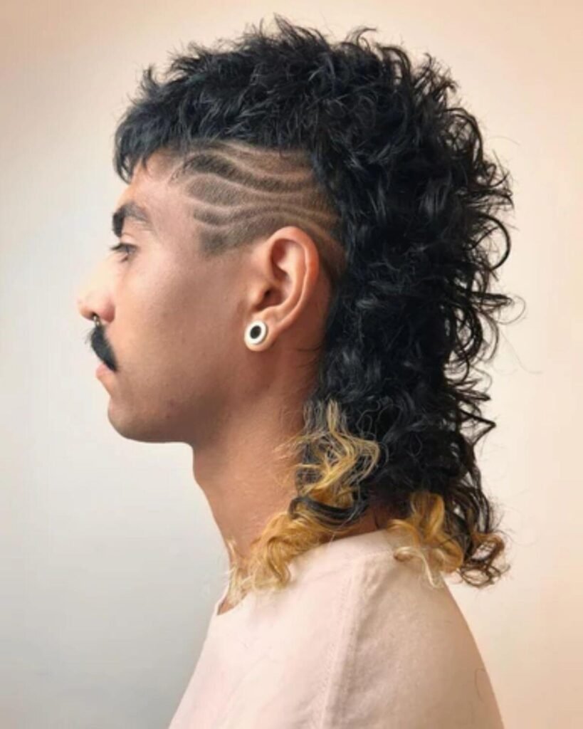 Mullet with Design Hairstyle for Men