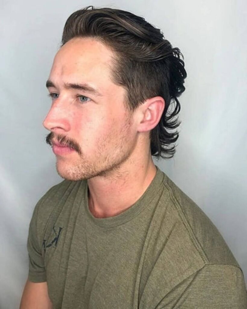 Slicked-Back Modern Mullet for Men