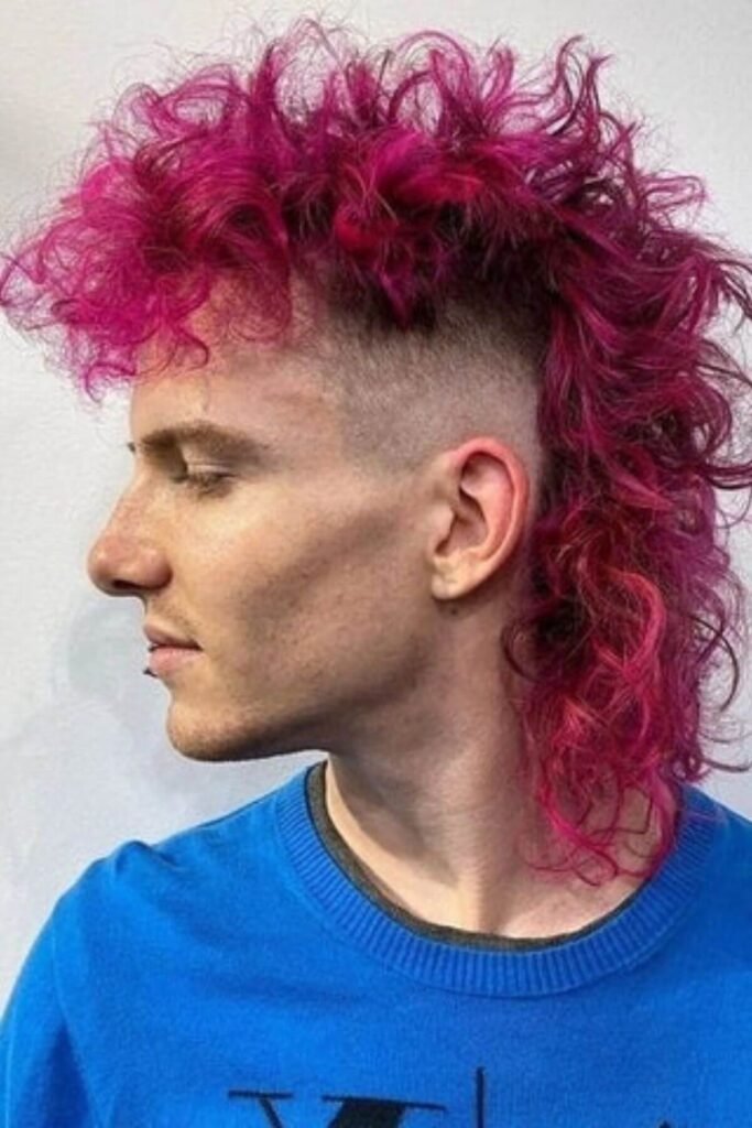 Bold Colors and Highlights Mullet for Men