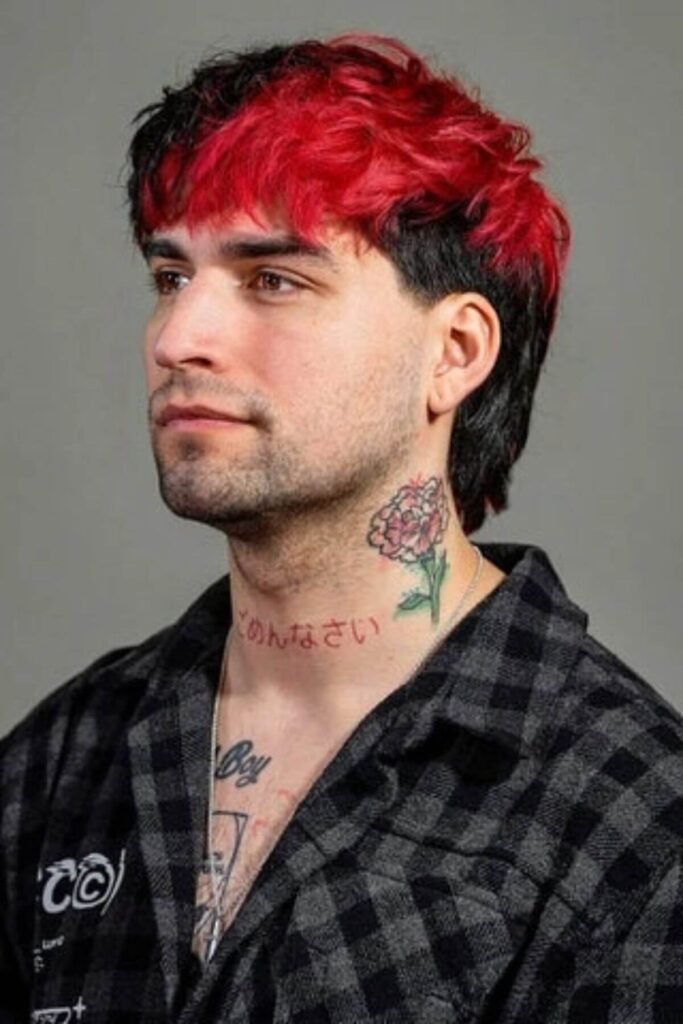 Bold Colors and Highlights Mullet for men