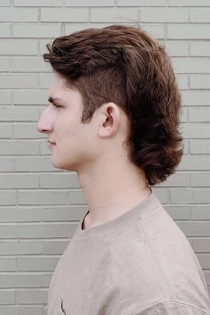 Burst Fade Mullet Straight Hair Men