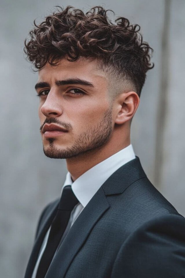 6. Messy Curly Undercut Hairstyle for Men edited