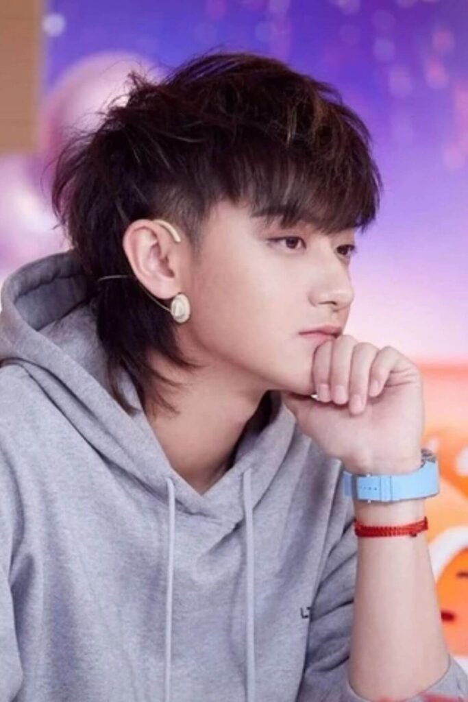 Asian Burst Fade Mullet for men